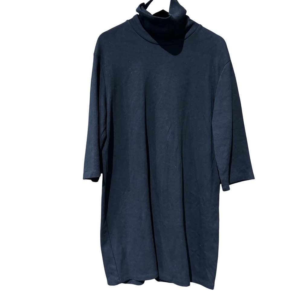 Zara Trafaluc Dress Womens Large Black Turtleneck 3/4 Sleeve Pullover Minimalist